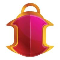 Gold ruby amulet icon, cartoon style vector