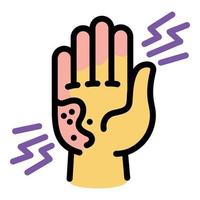 Kid hand frostbite icon, outline style vector