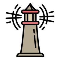 Warning lighthouse icon, outline style vector