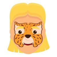 icono de tigre de pintura facial, estilo de dibujos animados vector