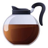 Glass coffee jug icon, cartoon style vector