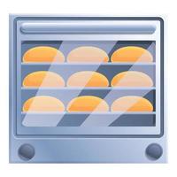 icono de horno de convección de pan, estilo de dibujos animados vector