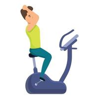 Rest man exercise bike icon, cartoon style vector