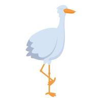 Sleeping stork icon, cartoon style vector