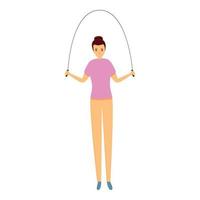 Jump rope personal trainer icon, cartoon style vector