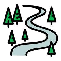 Ski resort forest track icon, outline style vector