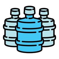 Empty cooler water bottles icon, outline style vector