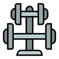 Steel stand dumbell icon, outline style vector