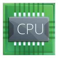 Chip processor icon, cartoon style vector