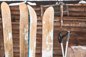 two pairs of wide skis photo