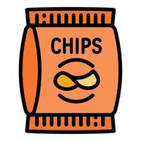 icono de paquete de chips, estilo de contorno vector