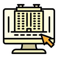 Computer architect plan icon, outline style vector