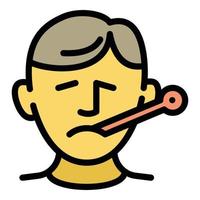 Flu high temperature icon, outline style vector