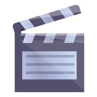 Video editing clapper icon, cartoon style vector