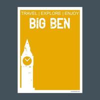 Big ben London UK monument landmark brochure Flat style and typography vector