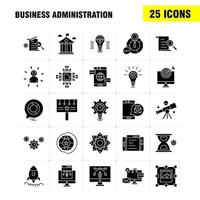 Business Administration Solid Glyph Icons Set For Infographics Mobile UXUI Kit And Print Design Include Eye Eye Ball Focus Target Chemical Bonding Chemical Eps 10 Vector