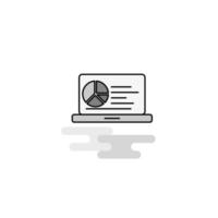 Presentation on laptop Web Icon Flat Line Filled Gray Icon Vector