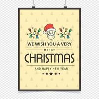 Merry Christmas card with creative design and light background vector