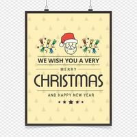 Merry Christmas card with creative design and light background vector