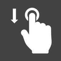 Tap and Move Down Glyph Inverted Icon vector
