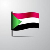 Sudan waving Shiny Flag design vector