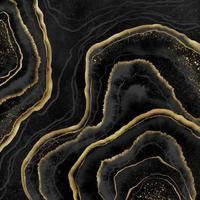 Black marble background with gold streaks photo