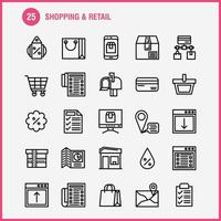 paquete de iconos de línea de compras para diseñadores y desarrolladores iconos de ubicación chat sms correo de compras buzón de correo vector de compras