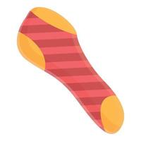 Striped sock icon, cartoon style vector