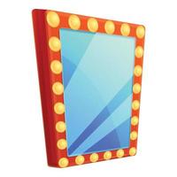 Dressing room light mirror icon, cartoon style vector