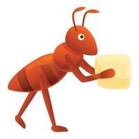 Ant cube sugar icon, cartoon style vector