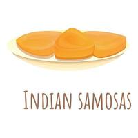 Indian samosas icon, cartoon style vector