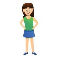Happy girl in skirt icon, cartoon style vector