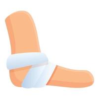 Foot injury bandage icon, cartoon style vector