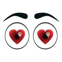 Loved eyes icon, cartoon style vector