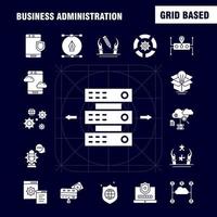 Business Administration Solid Glyph Icons Set For Infographics Mobile UXUI Kit And Print Design Include Gear Setting Engine Globe Document Files File Star Eps 10 Vector