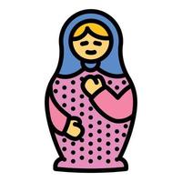 Cute nesting doll icon, outline style vector