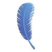 Blue feather icon, cartoon style vector