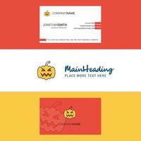 Beautiful Pumpkin Logo and business card vertical Design Vector