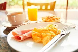 Scrambled Eggs Morning Meal Set Recipe at Hotel service menu photo