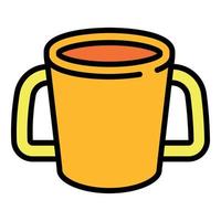 icono de taza de bebé, estilo de esquema vector