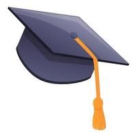 icono de sombrero de graduación universitaria, estilo de dibujos animados vector