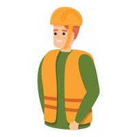 Worker in vest icon, cartoon style vector