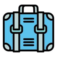 icono de bolsa de viaje de estación de esquí, estilo de esquema vector