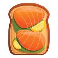 Lemon salmon toast icon, cartoon style vector