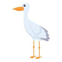 Wild stork icon, cartoon style vector