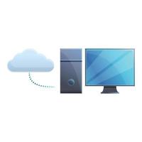 Computer desktop cloud access icon, cartoon style vector