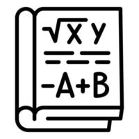 icono de libro de matemáticas, estilo de esquema vector