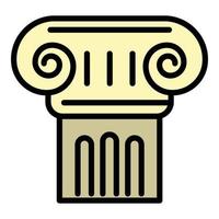 icono de columna griega antigua, estilo de esquema vector