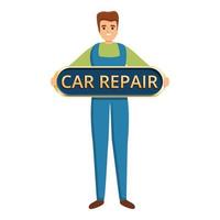 icono de técnico de reparación de automóviles, estilo de dibujos animados