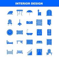 Interior Design Solid Glyph Icons Set For Infographics Mobile UXUI Kit And Print Design Include Switch Plug Electronics Electric Table Furniture Home Tables Eps 10 Vector